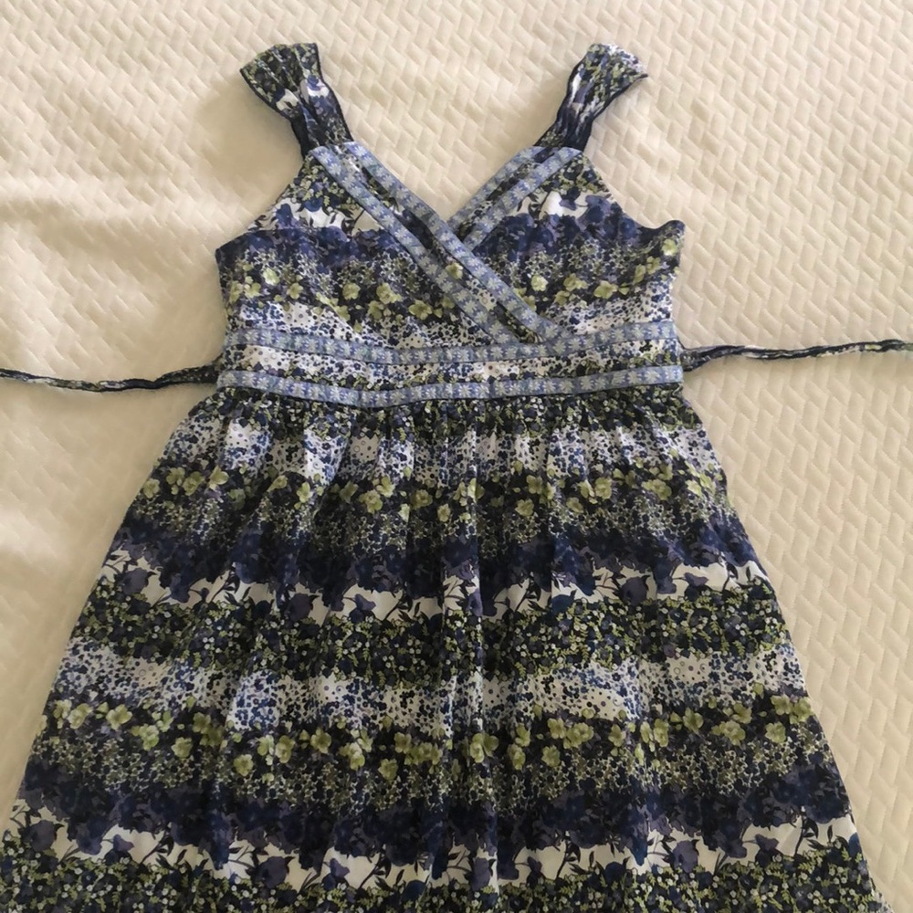 Blue, Purple, and Green Floral Dress